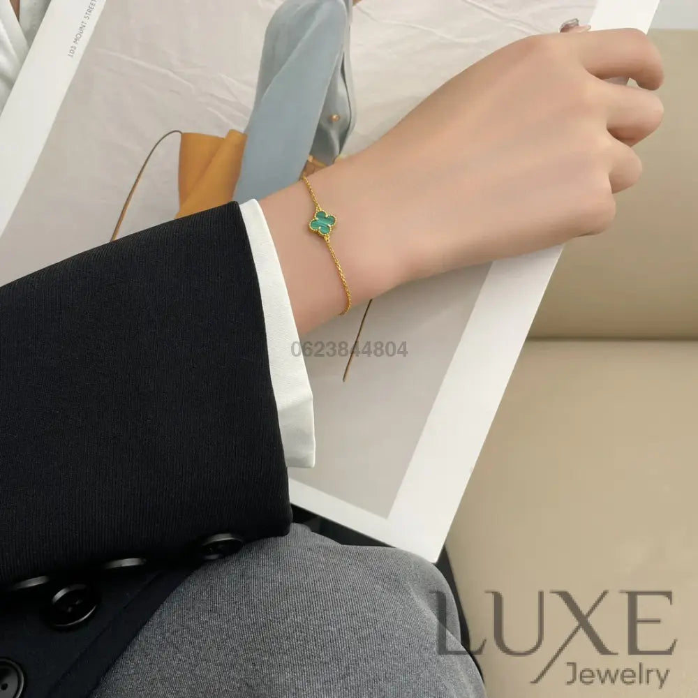 [Owatch™ Gourmet]CLOVER BRACELET MALACHITE 1 MOTIF Bracelets