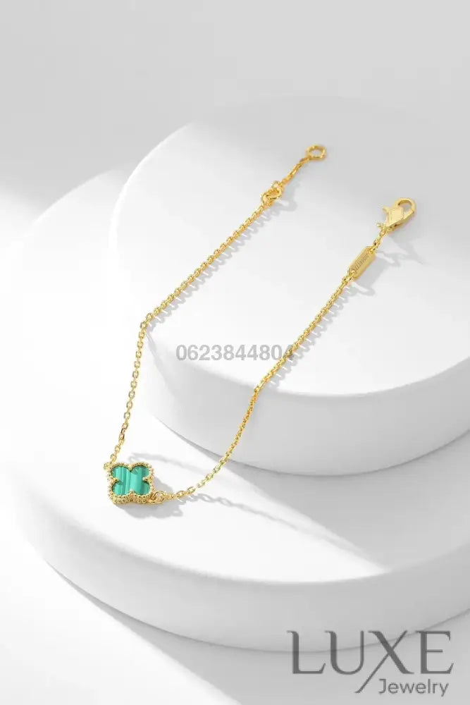 [Owatch™ Gourmet]CLOVER BRACELET MALACHITE 1 MOTIF Bracelets