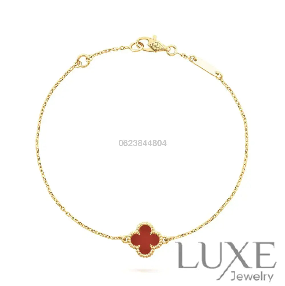 [Owatch™ Gourmet]CLOVER CARNELIAN SINGLE FLOWER BRACELET Gold Bracelets