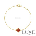 [Owatch™ Gourmet]CLOVER CARNELIAN SINGLE FLOWER BRACELET Gold Bracelets