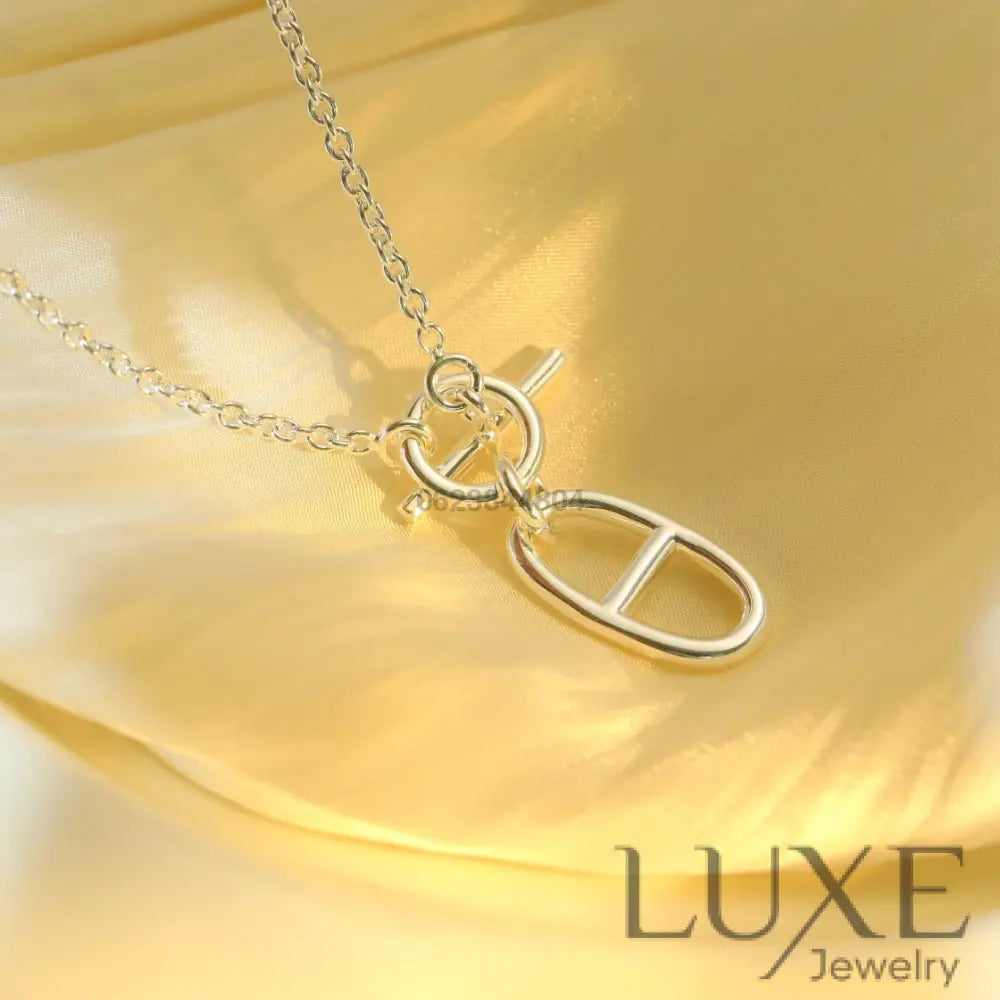 [Owatch ™️]HM CHAINE D’ANCRE PENDANT NECKLACE STERLING SILVER Silver Necklaces