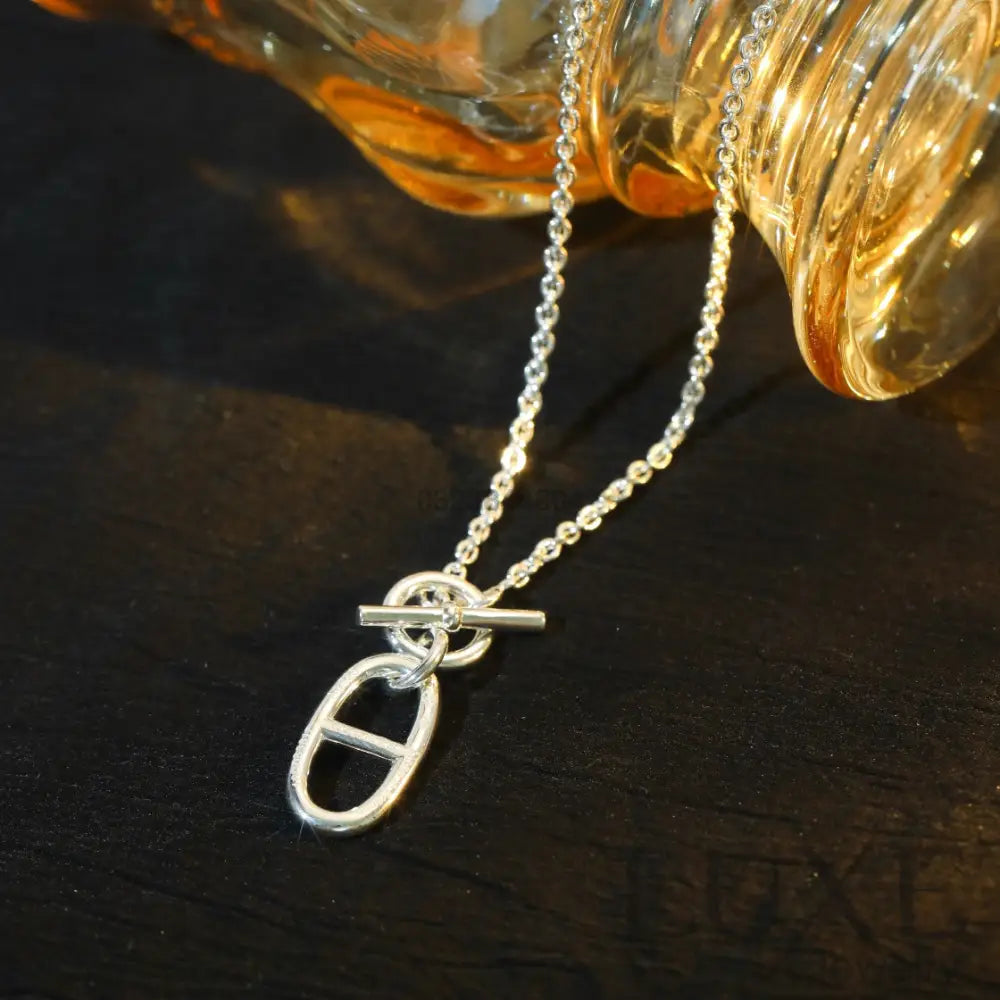 [Owatch ™️]HM CHAINE D’ANCRE PENDANT NECKLACE STERLING SILVER Silver Necklaces