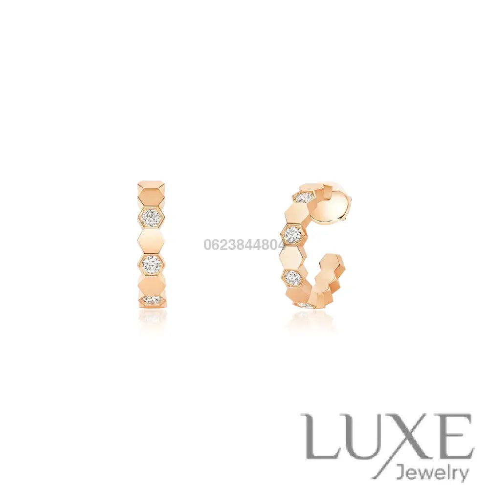 OWATCH™Hollow Design Four-Leaf Clover Flower Shape Ring Pink Gold Earrings