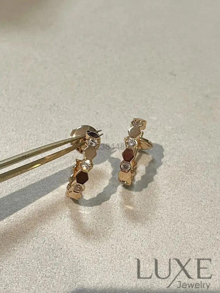 OWATCH™Hollow Design Four-Leaf Clover Flower Shape Ring Pink Gold Earrings