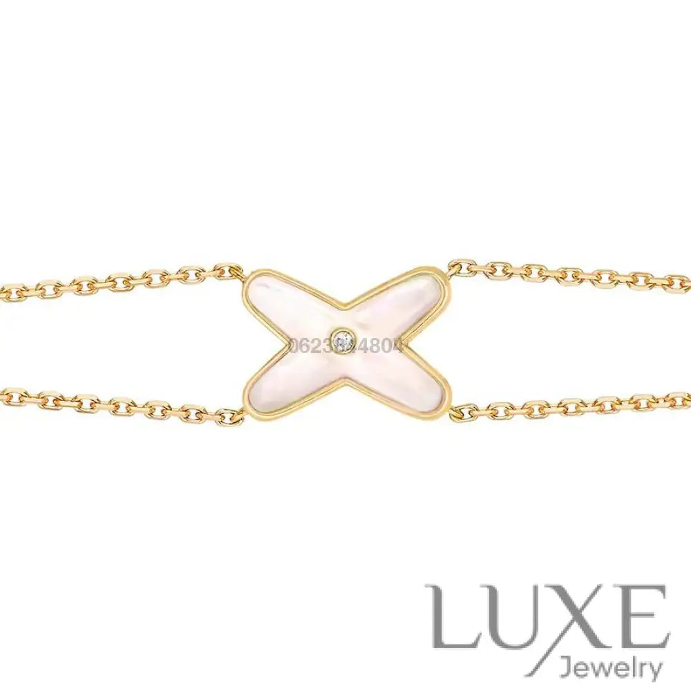 OWATCH™️JEUX BRACELET WHITE MOP GOLD 1 DIAMOND Gold Bracelets