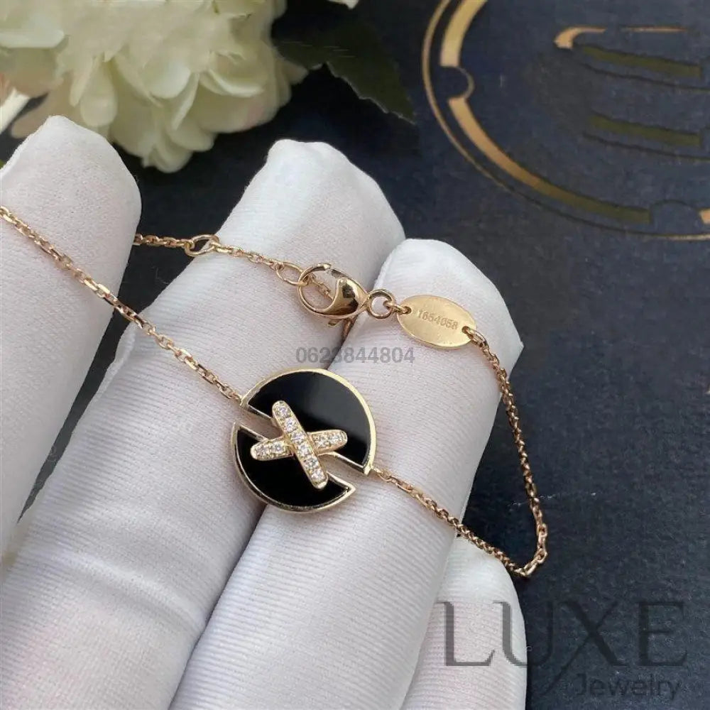 OWATCH™️JEUX DE BRACELET ONYX PINK GOLD DIAMOND Pink Gold Bracelets