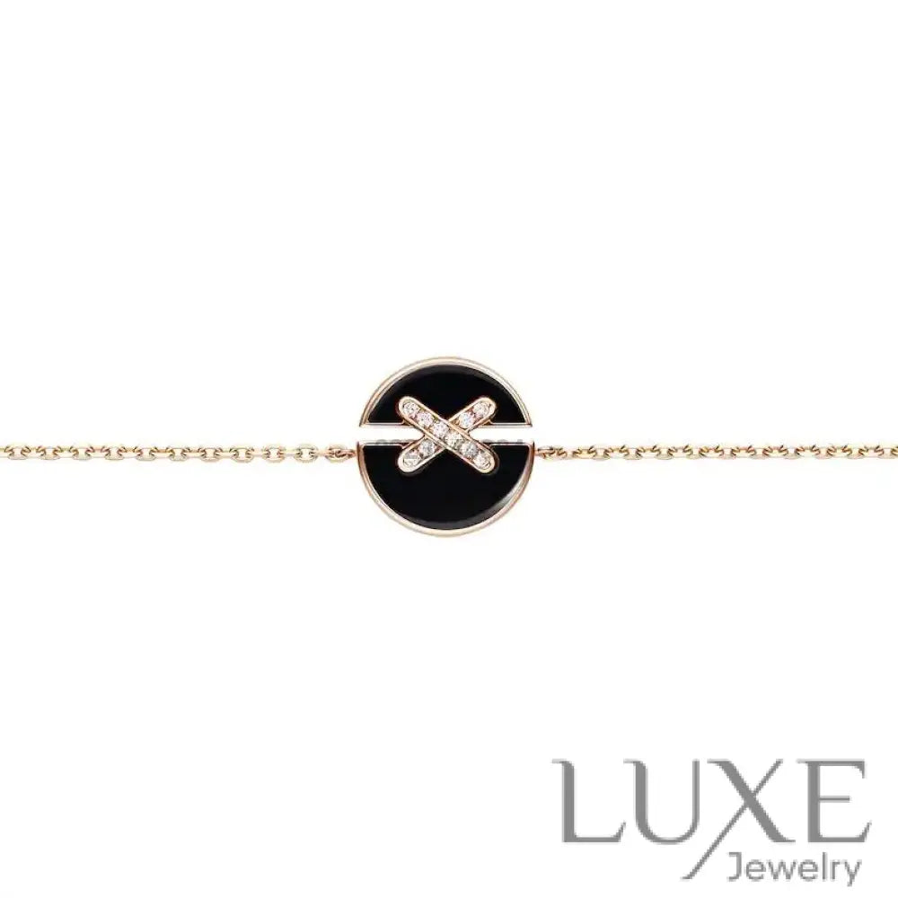 OWATCH™️JEUX DE BRACELET ONYX PINK GOLD DIAMOND Pink Gold Bracelets