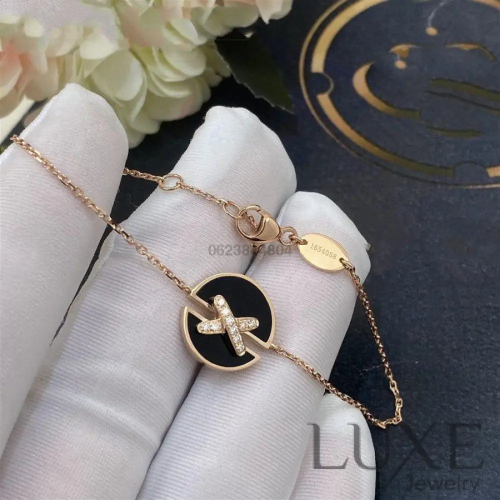 OWATCH™️JEUX DE BRACELET ONYX PINK GOLD DIAMOND Pink Gold Bracelets