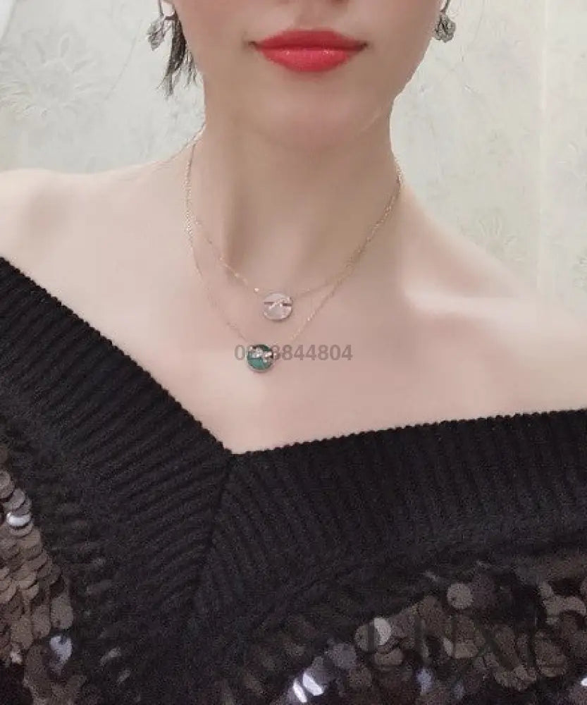 [Owatch ™️]JEUX DE PINK GOLD DIAMOND NECKLACE Necklaces