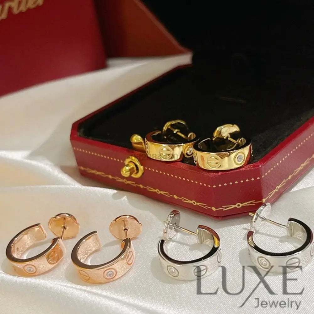 [OWATCH™]LOVE EARRINGS 5.7MM 2 DIAMONDS Earrings