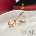 [OWATCH™]LOVE EARRINGS 5.7MM 2 DIAMONDS Pink Gold Earrings