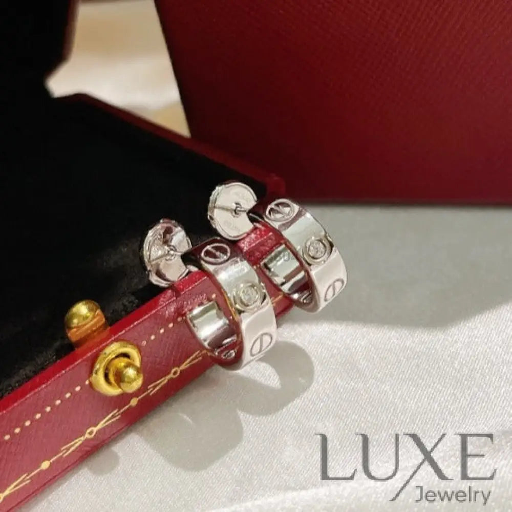 [OWATCH™]LOVE EARRINGS 5.7MM 2 DIAMONDS Silver Earrings