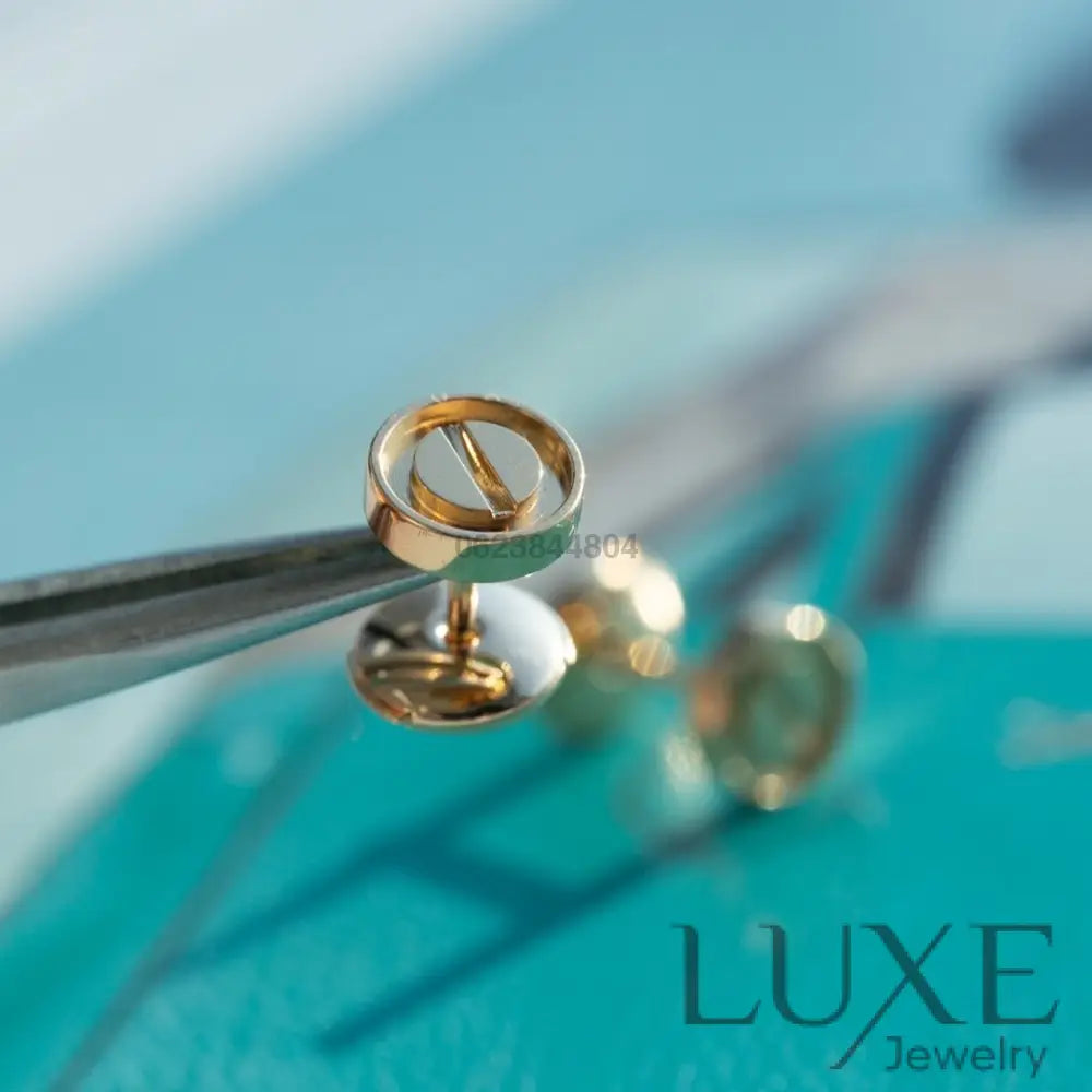 [OWATCH™]LOVE EARRINGS PINK GOLD 10MM Pink Gold Earrings