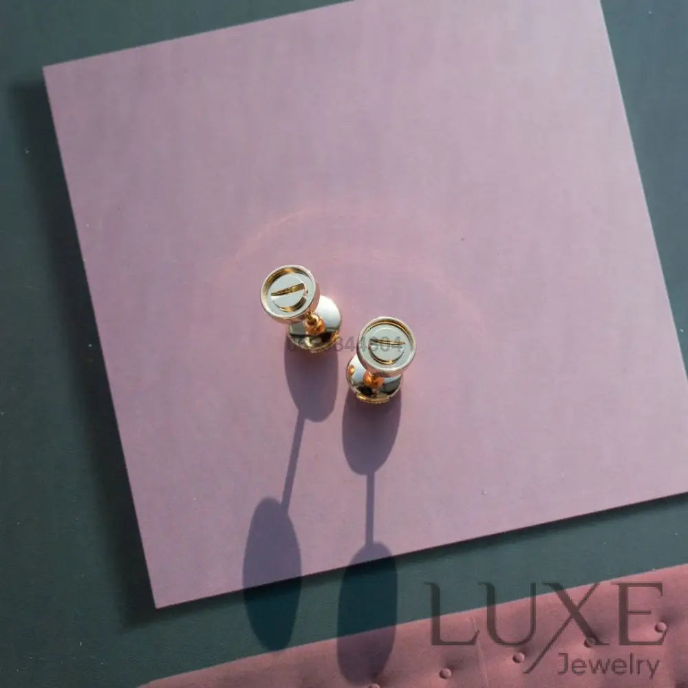 [OWATCH™]LOVE EARRINGS PINK GOLD 10MM Pink Gold Earrings