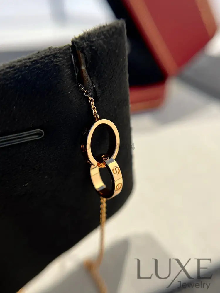 Owatch ™️ LOVE NECKLACE DOUBLE RING PINK GOLD Necklaces