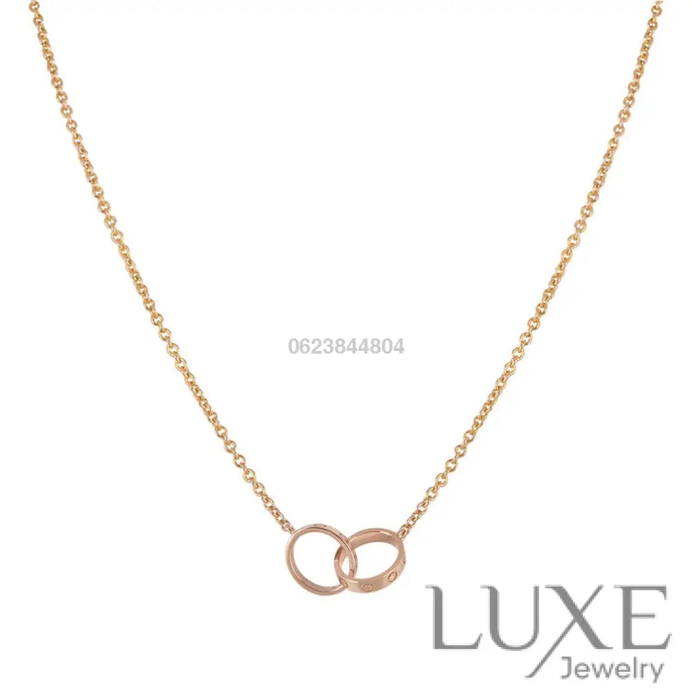 Owatch ™️ LOVE NECKLACE DOUBLE RING PINK GOLD Necklaces