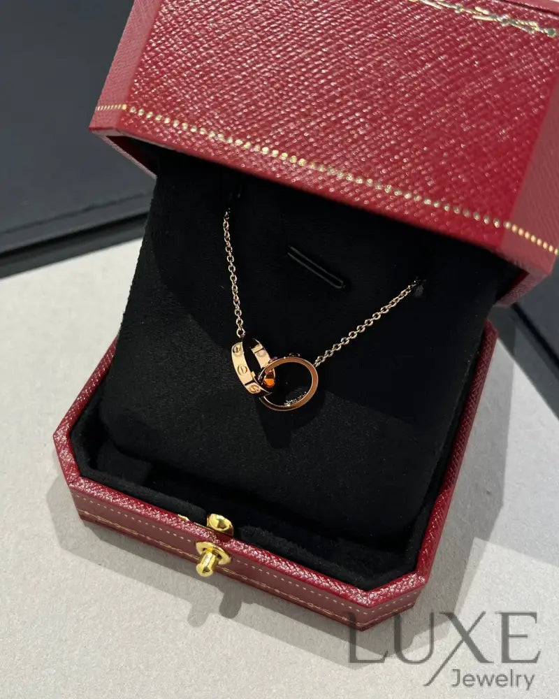 Owatch ™️ LOVE NECKLACE DOUBLE RING PINK GOLD Necklaces