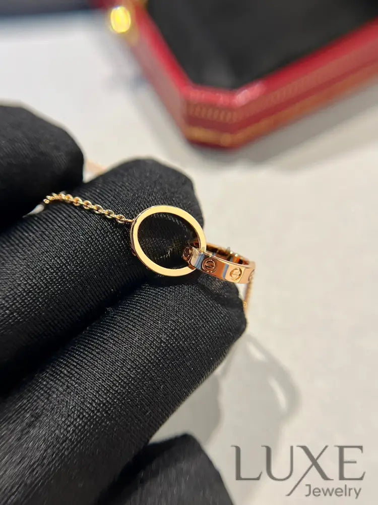 Owatch ™️ LOVE NECKLACE DOUBLE RING PINK GOLD Necklaces