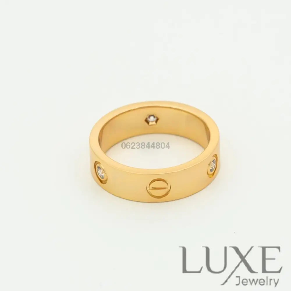 [Owatch ™]LOVE RING 5.5MM 3 DIAMONDS PINK GOLD Rings