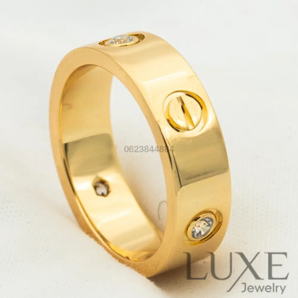 [Owatch ™]LOVE RING 5.5MM 3 DIAMONDS PINK GOLD Rings