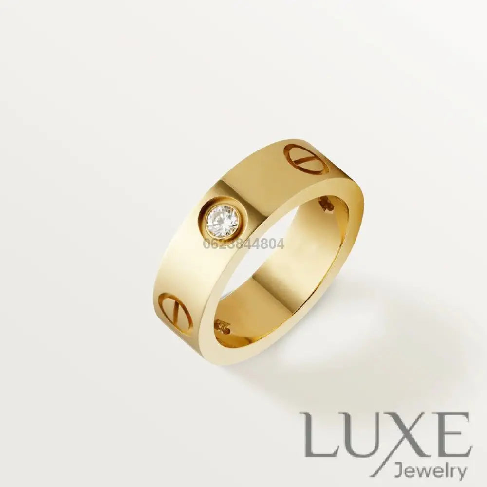 [Owatch ™]LOVE RING 5.5MM 3 DIAMONDS PINK GOLD Rings