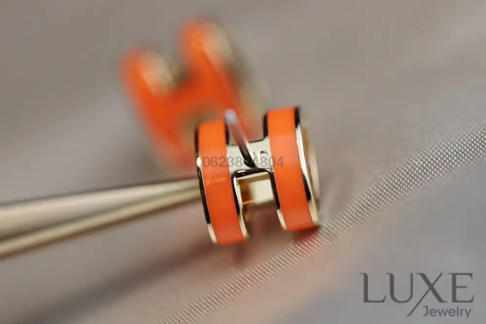 [OWATCH™]MINI POP H EARRINGS ORANGE Gold Earrings