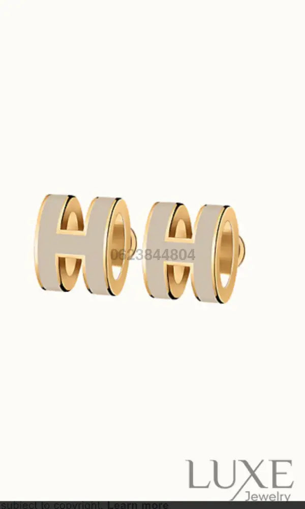 [OWATCH™]MINI POP H GOLD EARRINGS GREY Gold Earrings