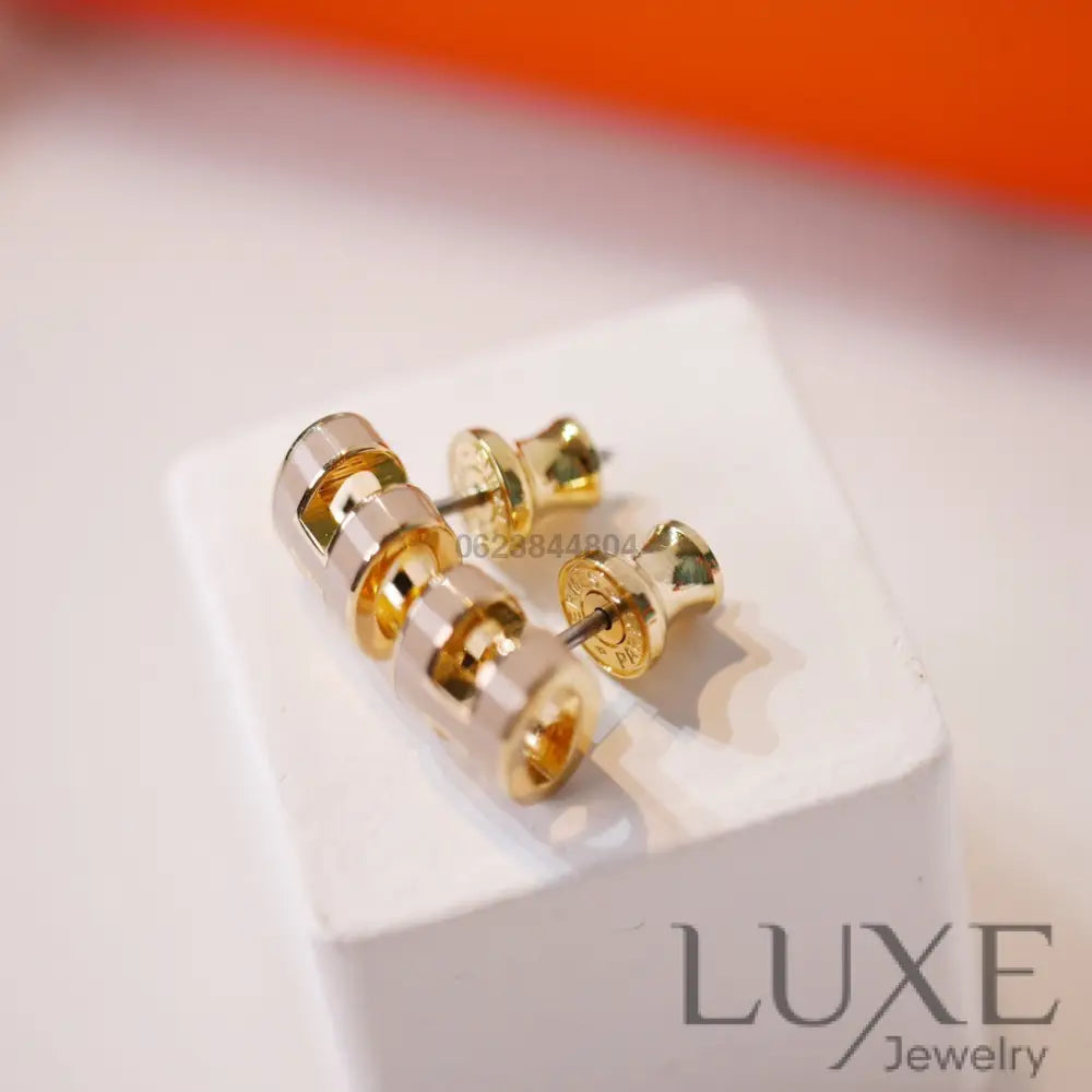 [OWATCH™]MINI POP H GOLD EARRINGS GREY Gold Earrings