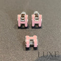 [OWATCH™]MINI POP H SILVER EARRINGS PINK Silver Earrings