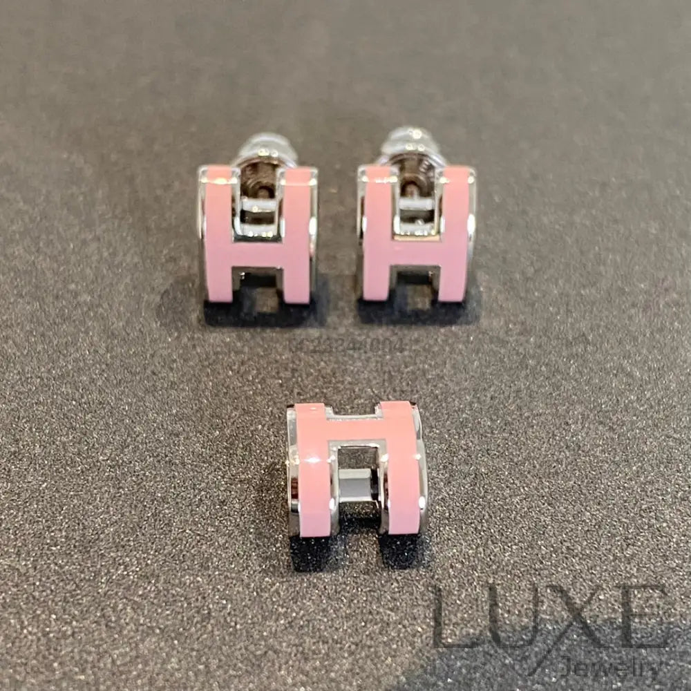 [OWATCH™]MINI POP H SILVER EARRINGS PINK Silver Earrings