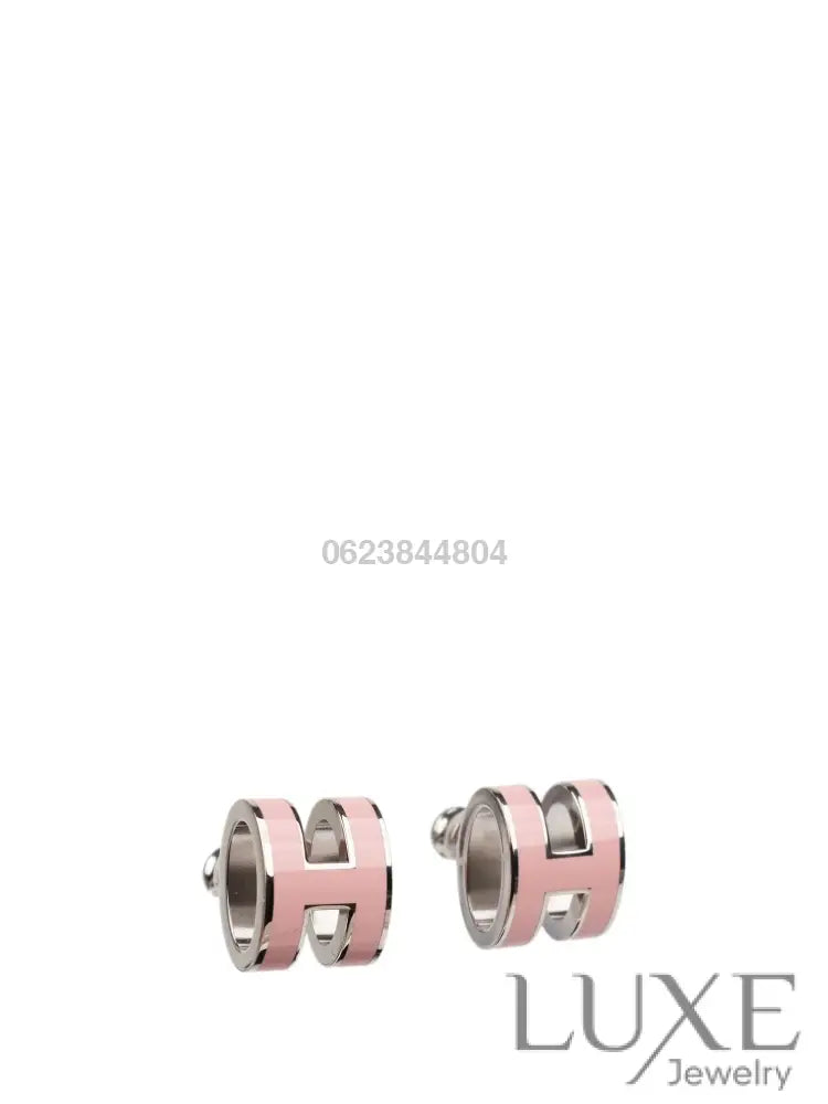 [OWATCH™]MINI POP H SILVER EARRINGS PINK Silver Earrings