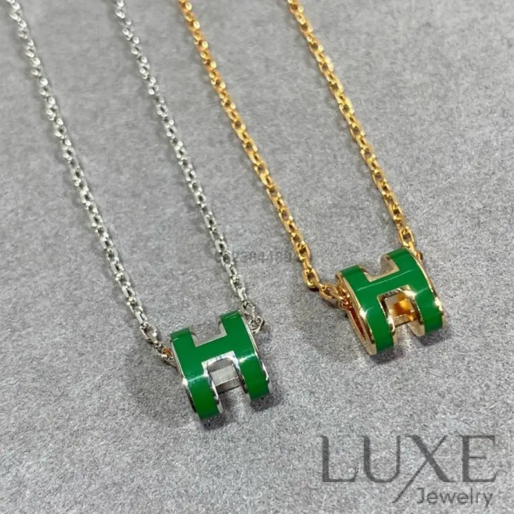 Owatch™️ POP H GREEN NECKLACE SILVER AND GOLD Necklaces