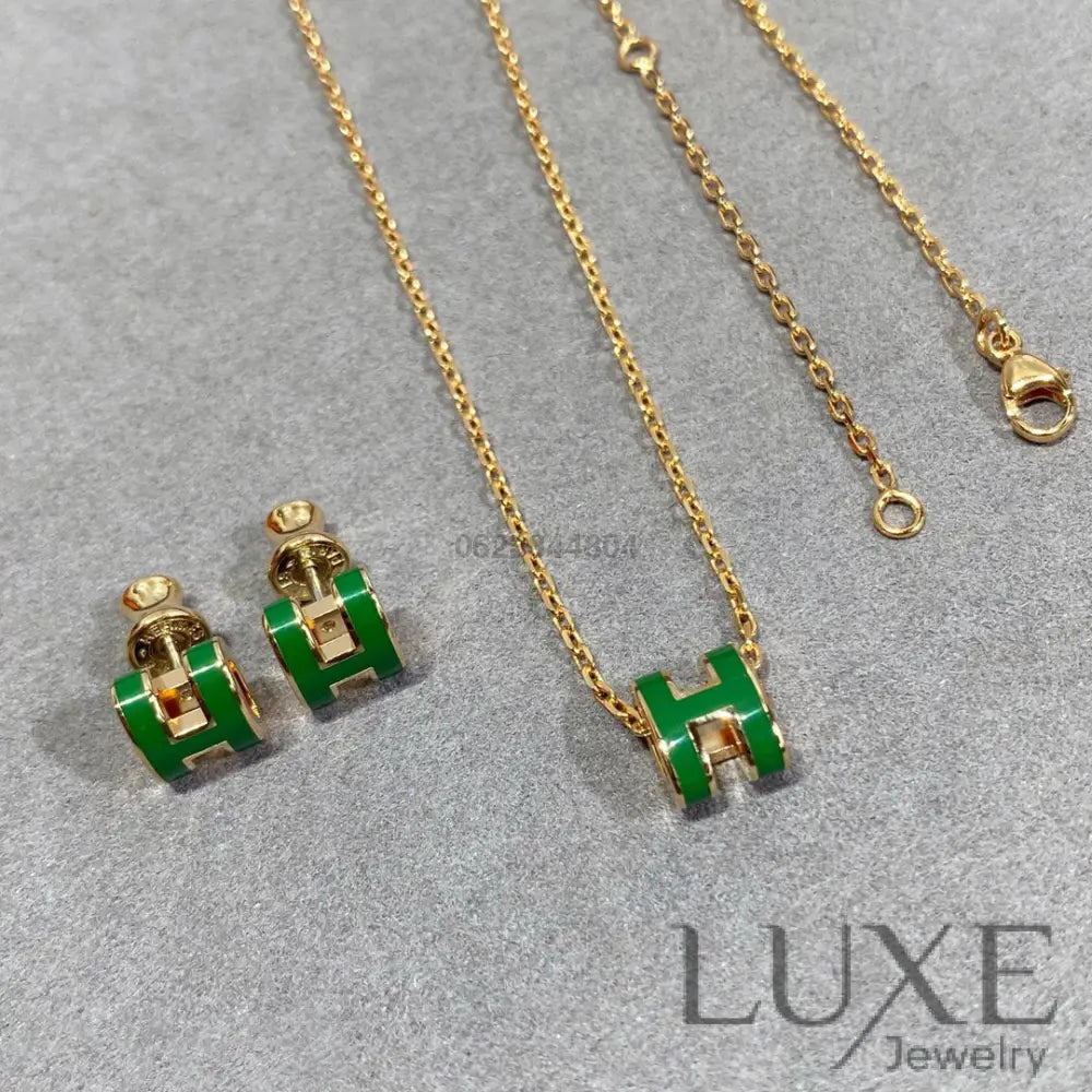 Owatch™️ POP H GREEN NECKLACE SILVER AND GOLD Necklaces