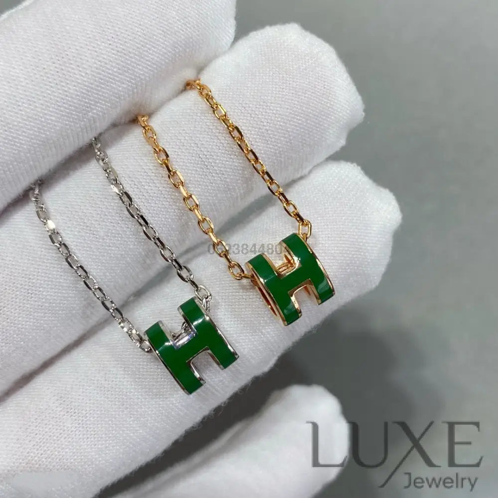 Owatch™️ POP H GREEN NECKLACE SILVER AND GOLD Necklaces
