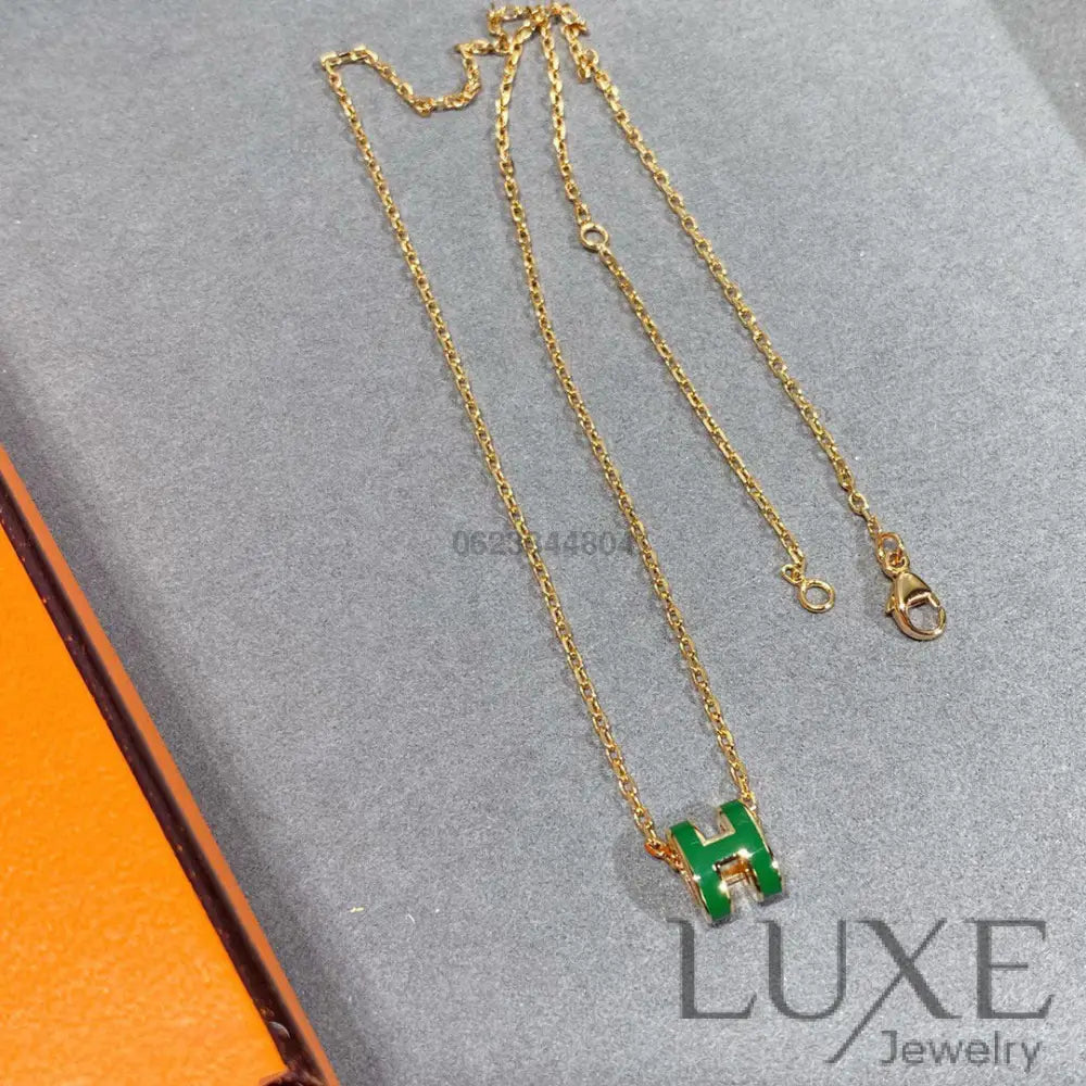Owatch™️ POP H GREEN NECKLACE SILVER AND GOLD Gold Necklaces