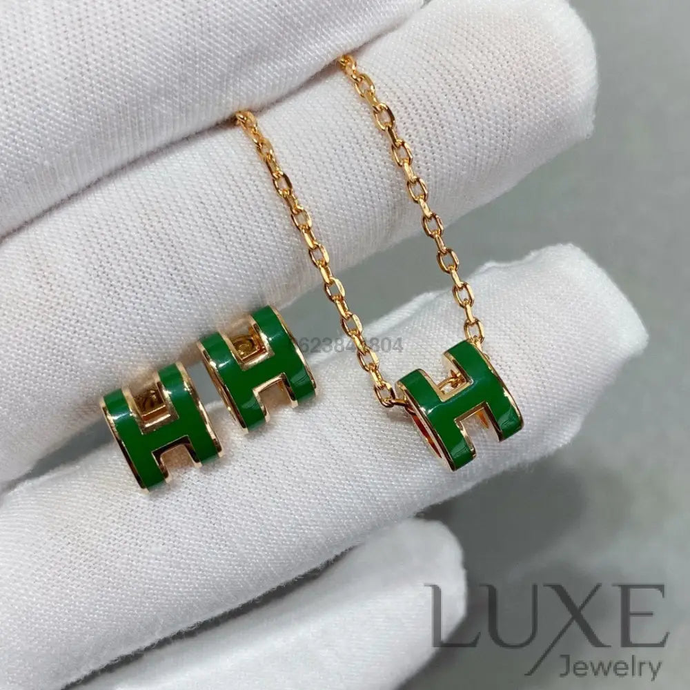 Owatch™️ POP H GREEN NECKLACE SILVER AND GOLD Necklaces