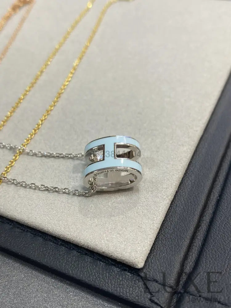 Owatch™️POP H LIGHT BLUE NECKLACE Silver Necklaces