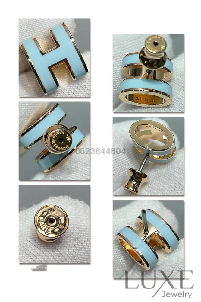[OWATCH™]POP H SKY BLUE STUD EARRINGS Earrings