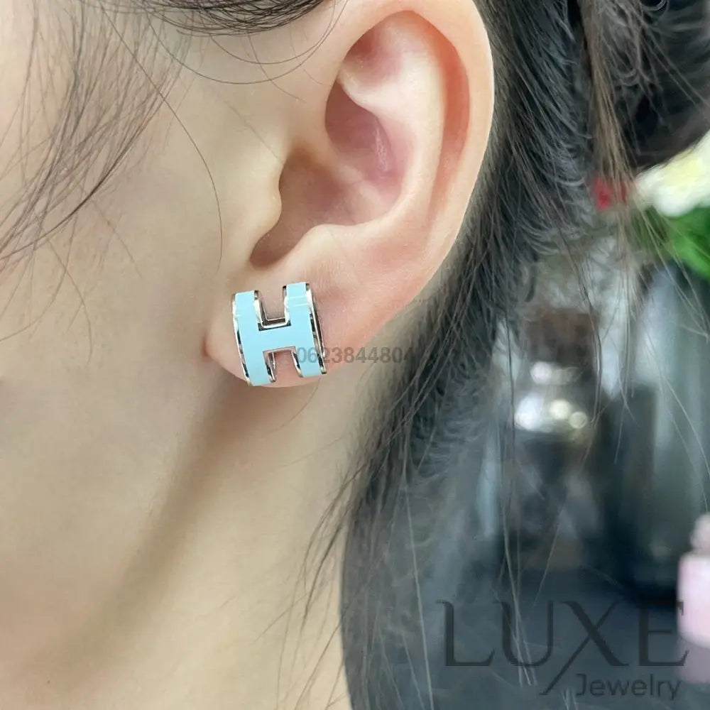 [OWATCH™]POP H SKY BLUE STUD EARRINGS Earrings