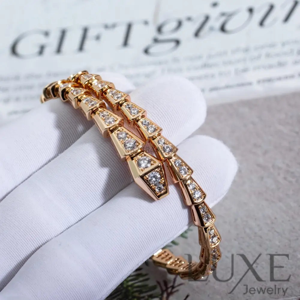 OWATCH™️SERPENTI BRACELET 6.8MM PINK GOLD DIAMOND Pink Gold Bracelets