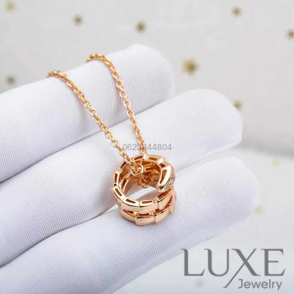 [Owatch ™️]SERPENTI PINK GOLD NECKLACE DIAMOND Pink Gold Necklaces