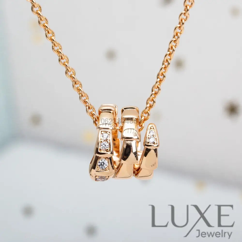[Owatch ™️]SERPENTI PINK GOLD NECKLACE DIAMOND Pink Gold Necklaces