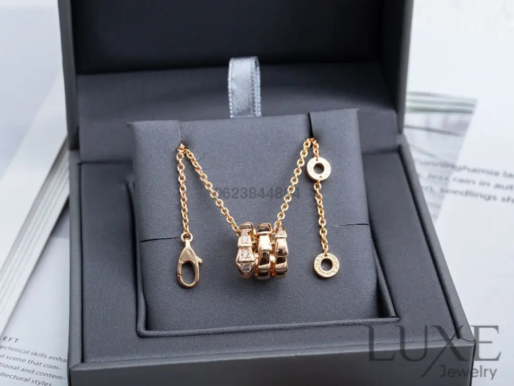 [Owatch ™️]SERPENTI PINK GOLD NECKLACE DIAMOND Pink Gold Necklaces