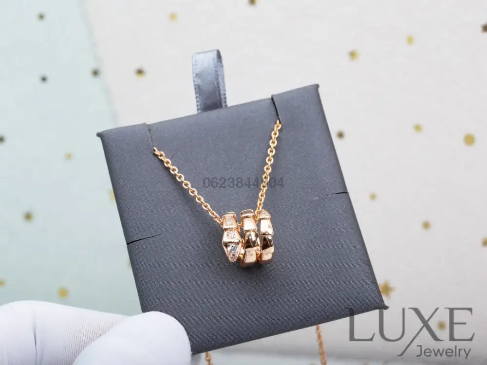 [Owatch ™️]SERPENTI PINK GOLD NECKLACE DIAMOND Pink Gold Necklaces