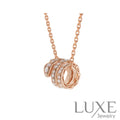 [Owatch ™️SERPENTI PINK GOLD NECKLACE DOUBLE RING DIAMOND Pink Gold Necklaces