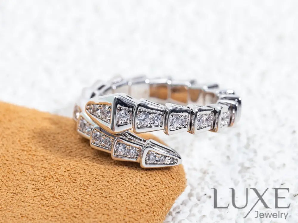 [Owatch ™]SERPENTI RING SILVER DIAMOND PAVED 4MM Rings