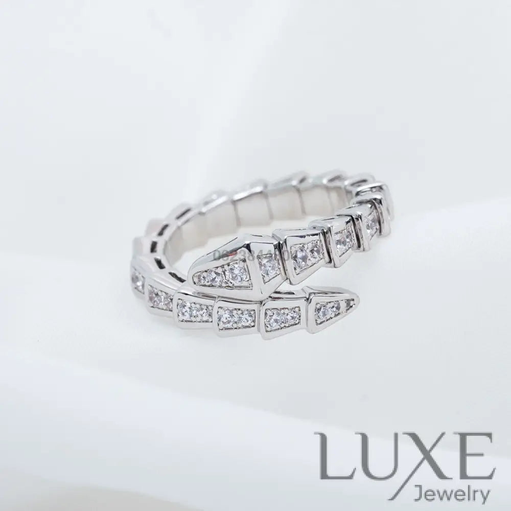 [Owatch ™]SERPENTI RING SILVER DIAMOND PAVED 4MM Rings
