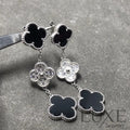 [Owatch store™]CLOVER 3 MOTIF DIAMOND ONYX SILVER EARRINGS Silver Earrings