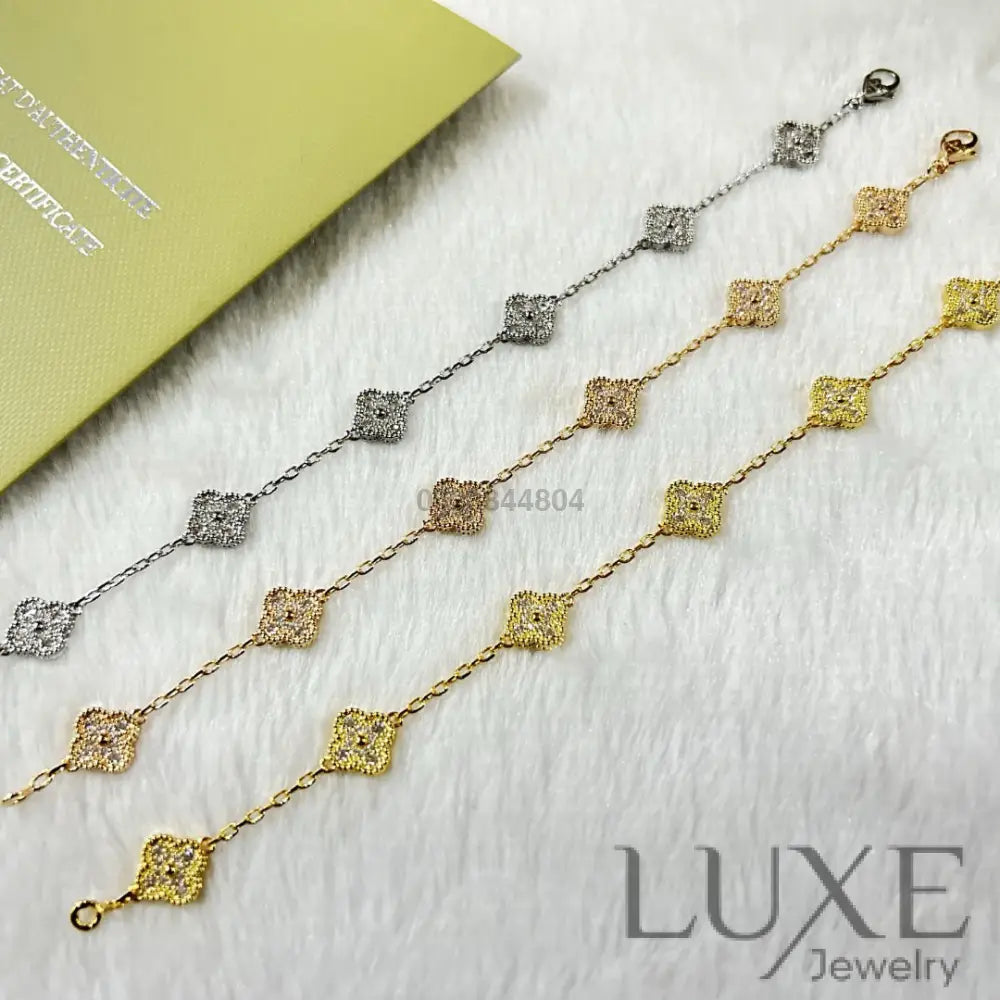 [owatch store™]CLOVER 6 MOTIF DIAMOND BRACELET Bracelets