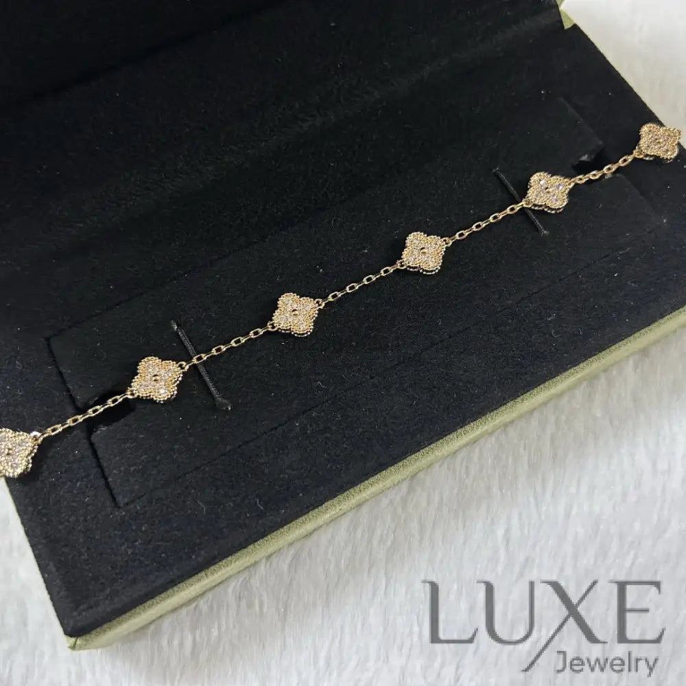 [owatch store™]CLOVER 6 MOTIF DIAMOND BRACELET Rose Gold Bracelets